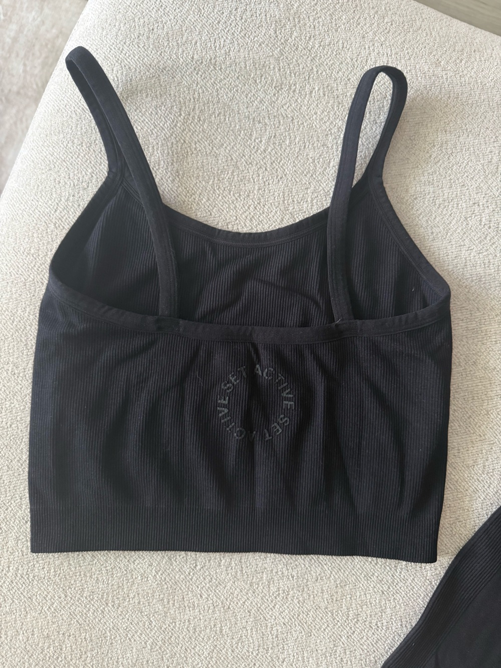 SET Active Black Seamless Ribbed Workout Bra & Leggings - Picture 5 of 6